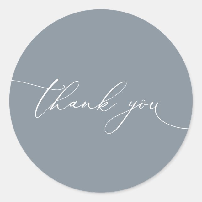 Dusty Blue Gray Modern Wedding Vielen Dank Runder Aufkleber (Vorderseite)