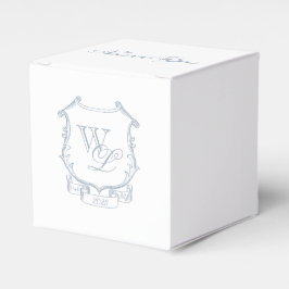Dusty Blue Gray Monogram Wappen Geschenkschachtel