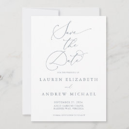 Dusty Blue Gray Save the Date Minimalistisch Einladung