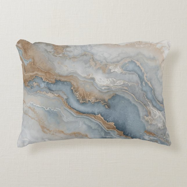 Dusty Blue Gray Tan Beige Abstrakt Dekokissen (Vorderseite)