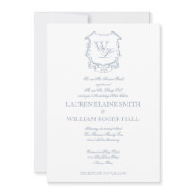 Dusty Blue Gray Wappen Hochzeit Einladung