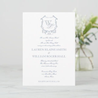 Dusty Blue Gray Wappen Hochzeit Einladung
