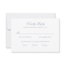Dusty Blue Gray Wappen Wedding RSVP Card