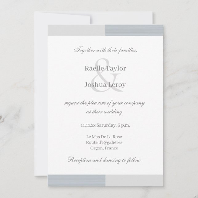 Dusty Blue Gray White Stripes Ampere und Hochzeit Einladung (Vorderseite)