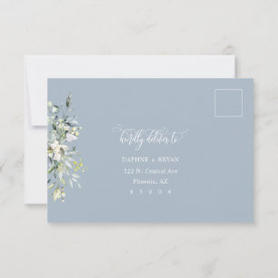 Dusty Blue Green Blätter RSVP Card 3 Essenswahl Karte