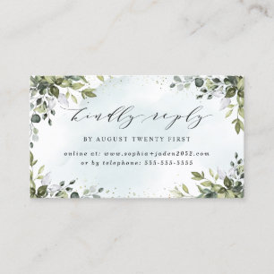 Dusty Blue Green Wedding Online RSVP Cards Visitenkarte