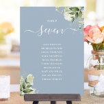 Dusty Blue Greeneration Sitzplan Tischnummer<br><div class="desc">Diese eleganten staubblauen botanischen Blätter mit Hochzeitszimmern können mit dem Sitzplan-Set Ihrer Gäste in schicker Typografie personalisiert werden. Die Karten werden auf der Vorder- und Rückseite gedruckt (doppelseitig). Entwickelt von Thisisnotme©</div>