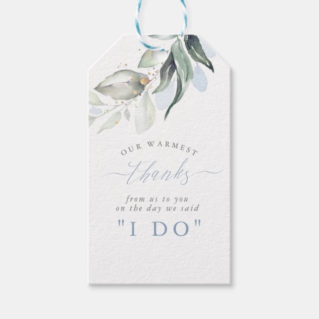 Dusty Blue Greenerity Wedding Vielen Dank für Ihre Geschenkanhänger (Vorderseite)
