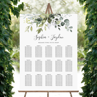 Dusty Blue Greenery Elegante Hochzeitsstiftung Poster