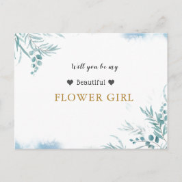 Dusty Blue Greenery Eucalyptus Blätter Flower Girl Einladungspostkarte