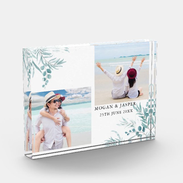 Dusty Blue Greenery Eucalyptus Blätter Wedding Fotoblock (Links)