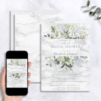 Dusty Blue Greenery Marble Virtual Dusche
