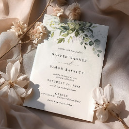 Dusty Blue Greenery Succulent Eucalyptus Wedding Einladung