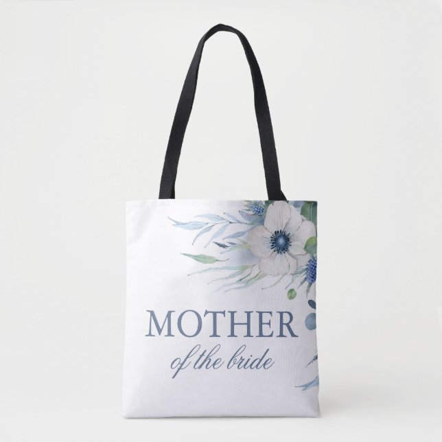 Dusty Blue Greenery und Anemone Blume Hochzeit Tasche (Vorderseite)