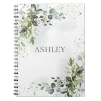 Dusty Blue Greenery Wasserfarbe Personalisierter N