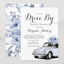 Dusty Blue Grey Floral Car Drive by Brautparty