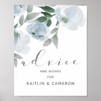Dusty Blue & Grey Watercolor Bridal Adress Sign