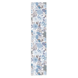 Dusty Blue & Grey Winter Sky Floral Garden Kurzer Tischläufer