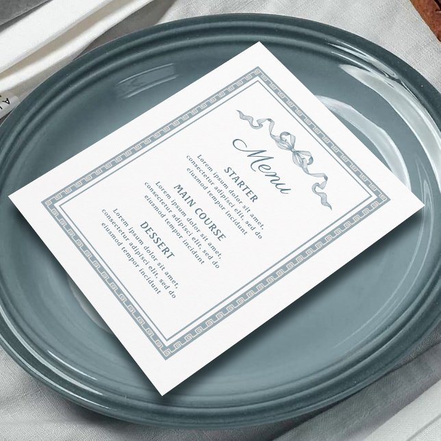 Dusty Blue Griry Frame Menu Menükarte (Von Creator hochgeladen)