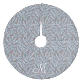 Dusty Blue Hand gezeichnet Weihnachtsbaum Monogram Fleece Weihnachtsbaumdecke