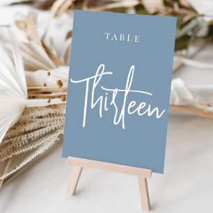 Dusty Blue Hand Scripting Table DRITTE Tischnummer
