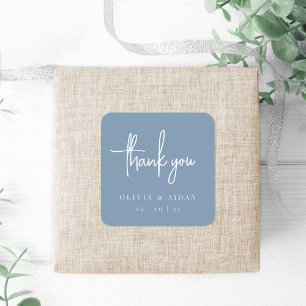 Dusty Blue Handgeschriebene SkriptWedding Vielen Quadratischer Aufkleber