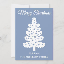 Dusty Blue Handwriting Script Weihnachtsbaum Feiertagskarte