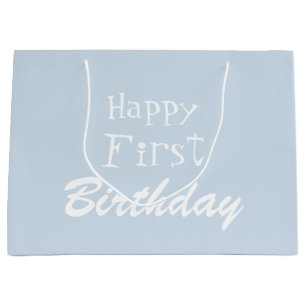Dusty Blue Happy Erster Geburtstag Große Geschenk Geschenktüte