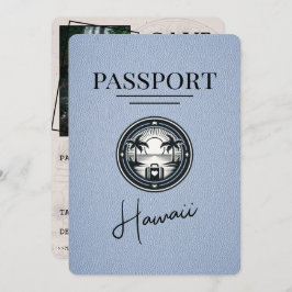 Dusty Blue Hawaii Passport Save the Date