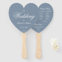 Dusty Blue Heart Elegantes Script Wedding Program