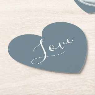 Dusty Blue Heart White Liebe Script Untersetzer