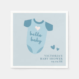 Dusty Blue Hello Baby Baby Script Baby Dusche Serviette