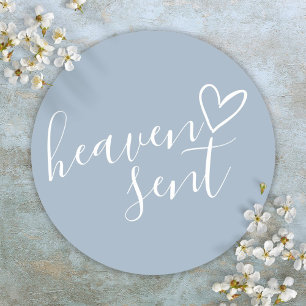 Dusty Blue Himmel-gesandte Babyparty Runder Aufkleber