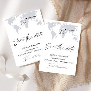 Dusty Blue Hochzeit in Urlaubsort Save the Date