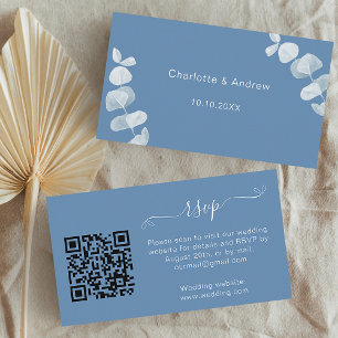 Dusty Blue Hochzeitungs-Antwort-Website QR-Code UA Begleitkarte