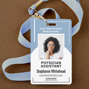 Dusty Blue Hospital Medical Employee Foto ID Ausweis