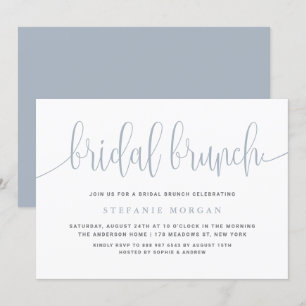 Dusty Blue Hübsch Calligraphy Bridal Brunch Einladung