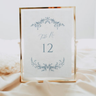 Dusty Blue Hütte Wedding Tischnummer Card-Zeichen