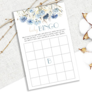 DUSTY Blue Hydrangea Baby shower Bingo Carte de je