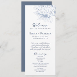 Dusty Blue Hydrangea Floral Wedding Programm