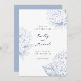Dusty Blue Hydrangea Floral Wedding Save The Date