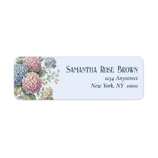 Dusty Blue Hydrangea Flowers Return Address