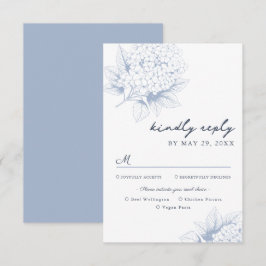 Dusty Blue Hydrangea Mahl Optionen RSVP Karte