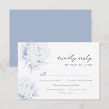 Dusty Blue Hydrangea Mahl Optionen RSVP Karte