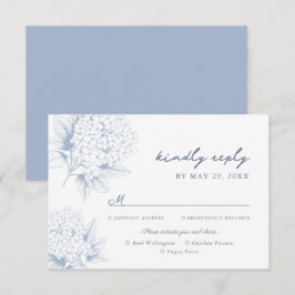 Dusty Blue Hydrangea Mahl Optionen RSVP Karte