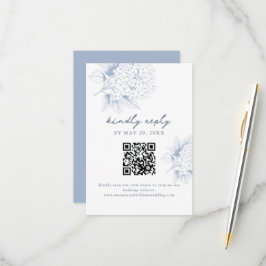 Dusty Blue Hydrangea QR Code RSVP Card Karte