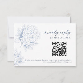 Dusty Blue Hydrangea QR Code RSVP Card Karte
