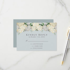 Dusty Blue Hydrangea Wedding RSVP Karte