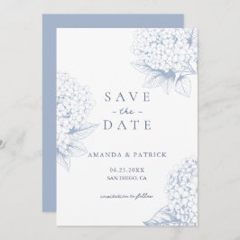Dusty Blue Hydrangea Wedding Save the Date Card