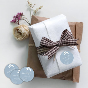 Dusty Blue I Minimalistisch Branch Blätter Vielen  Runder Aufkleber